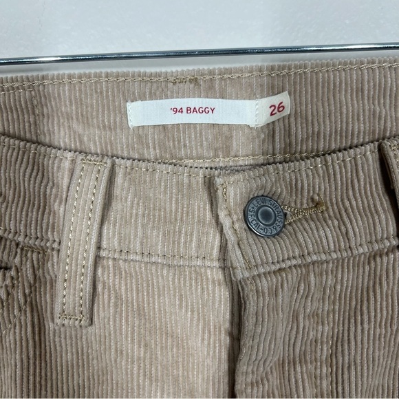 Levi’s Womens Tan Brown Corduroy ‘94 Baggy Pants Size 26 Cotton Loose Straight - Picture 4 of 11